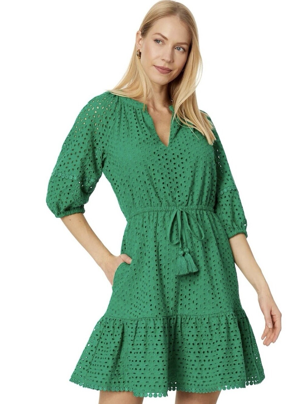 VINCE CAMUTO DRESS 12 COTON Eyelet Embroidery Cottagecore Feminine A Line